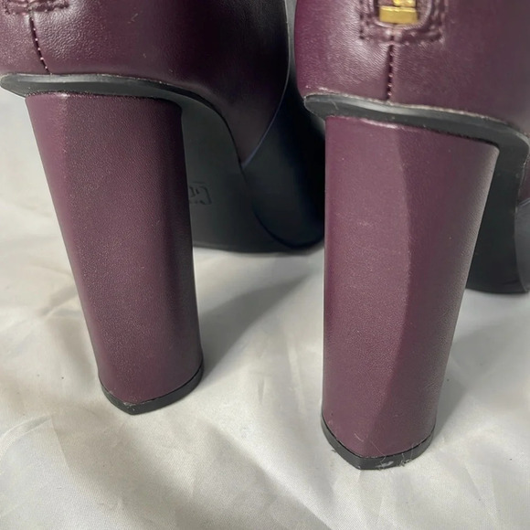 CABI Bissett Leather Colorblock Boots Black Mulberry Periwinkle Heels Zip Size 7 - Picture 10 of 16